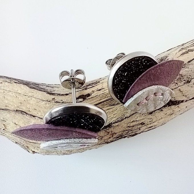 Attaches en acier inoxydable des boucles d'oreilles Pétales de lune -  Comète, vue arrière des puces
