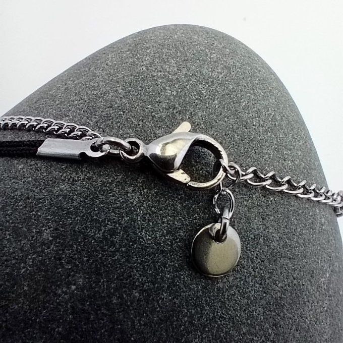 Fermoir mousqueton inox et chaînette réglable du bracelet Nymphéa coloris Éclipse