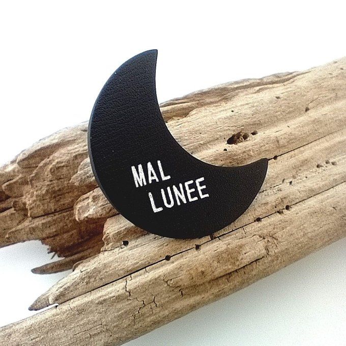 Pin's  à message en cuir noir - Lune ou nuage