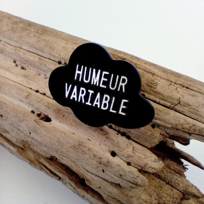 Pin's  à message en cuir noir - Lune ou nuage